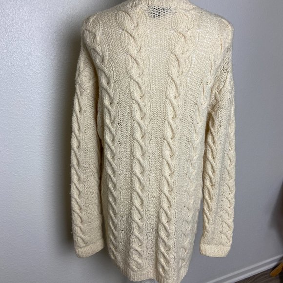 Vintage Wool Cotton Knit Sweater Cardigan Cable Made in Hong Kong - Picture 6 of 7